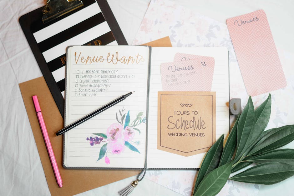 Wedding planner organizing details
