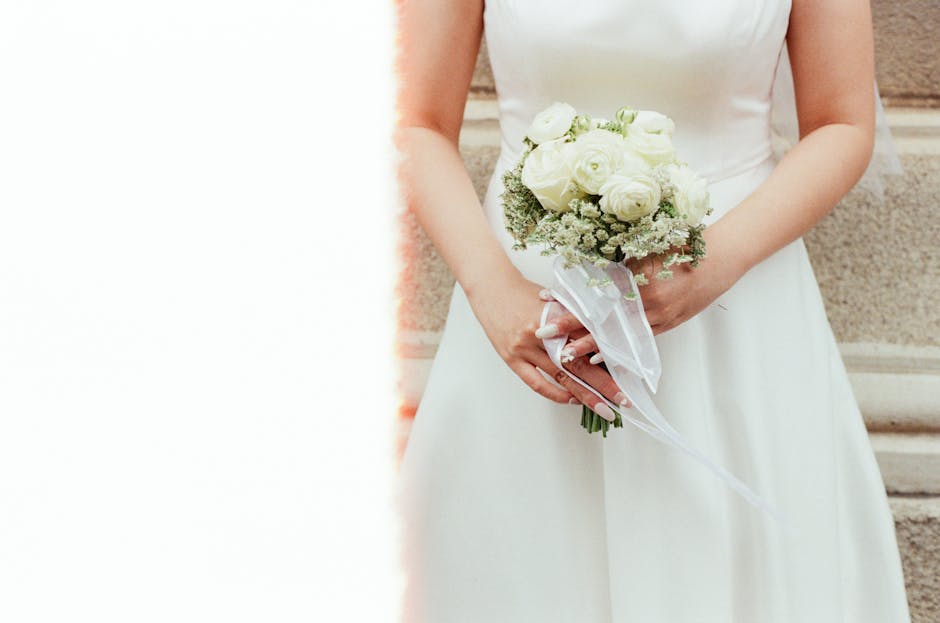 Bride holding wedding bouquet